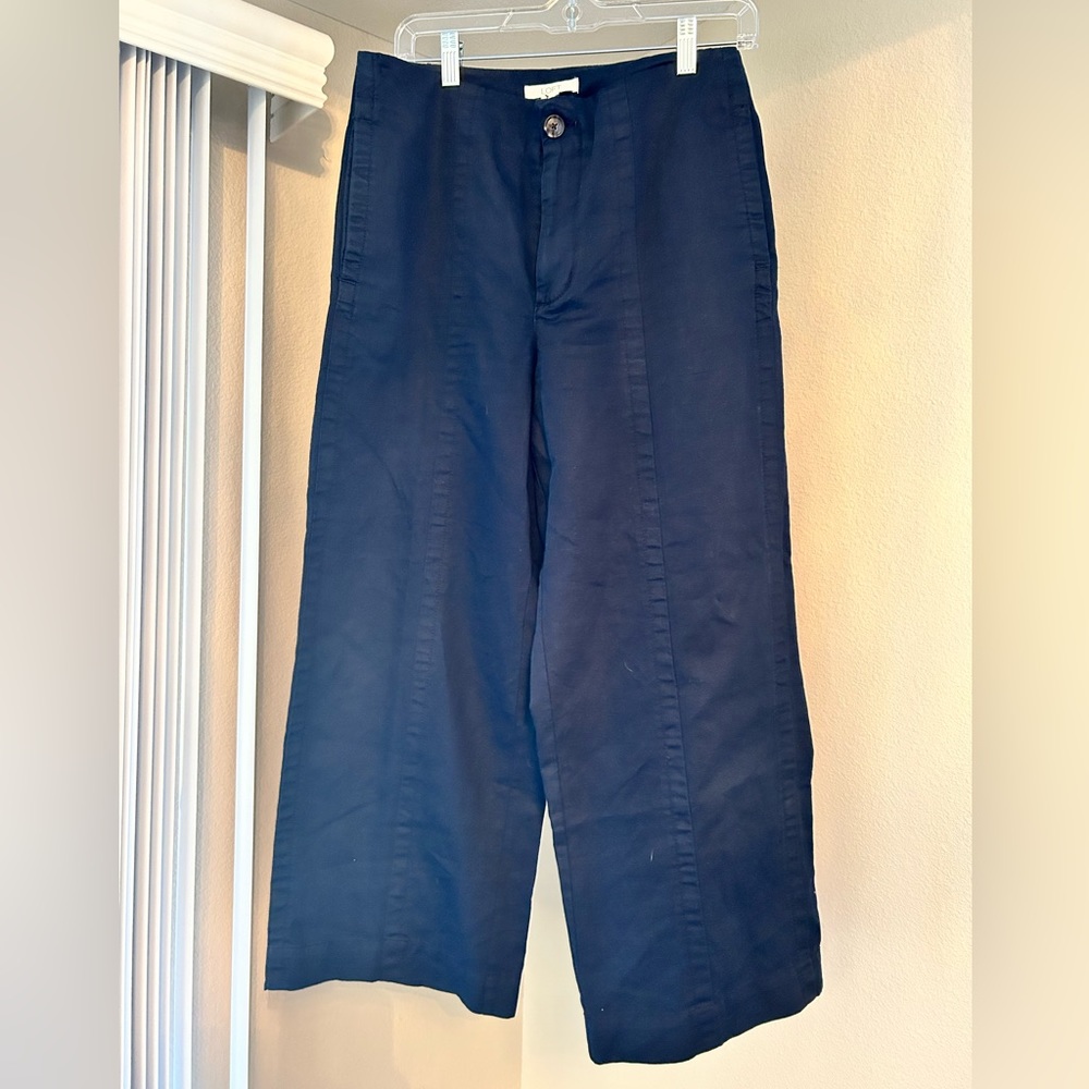Seamed Navy Blue High Waisted Pant